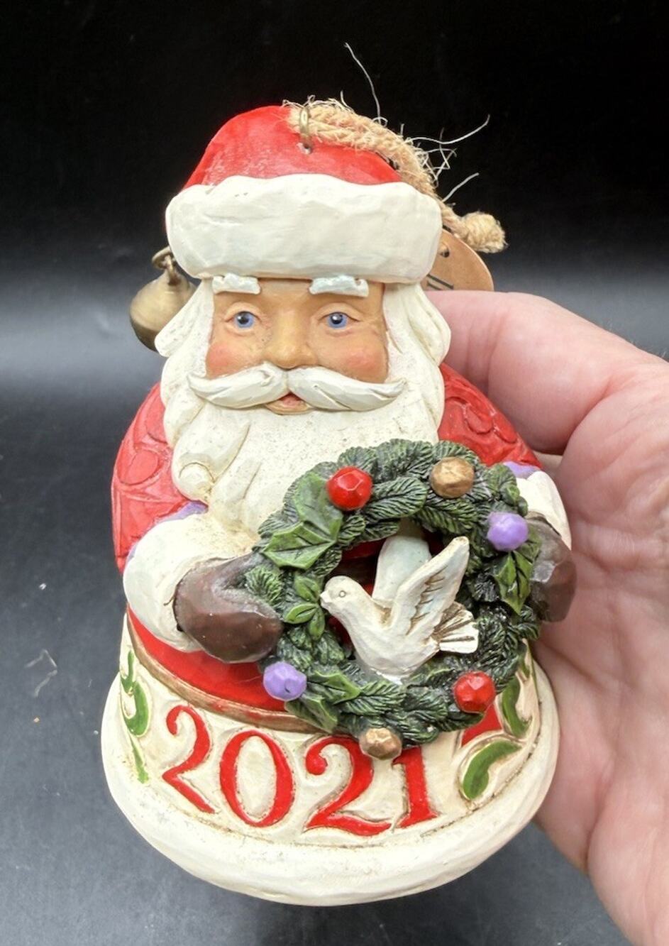 Jim Shore Christmas Ornament Santa Wreath Dove 6009694Q MWTA -LO29